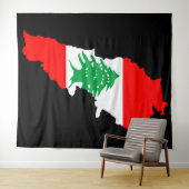 Tenture Carte du Liban avec drapeau (En situation (horizontale))