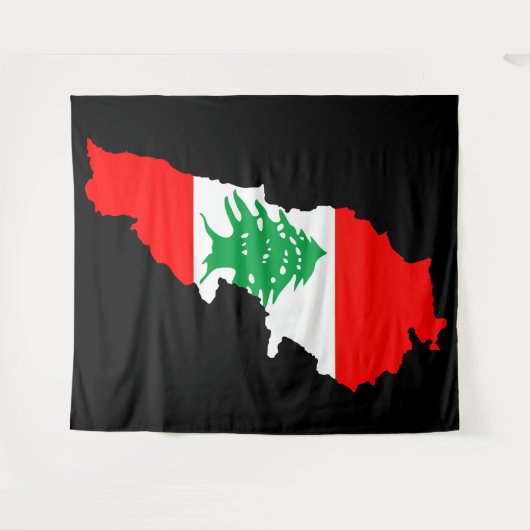 Tenture Carte du Liban avec drapeau (Devant (Horizontal))