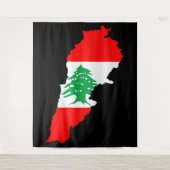 Tenture Carte du Liban avec drapeau (Devant)