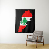 Tenture Carte du Liban avec drapeau (En situation)