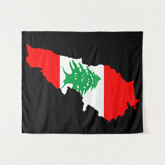 Tenture Carte du Liban avec drapeau (Devant (Horizontal))