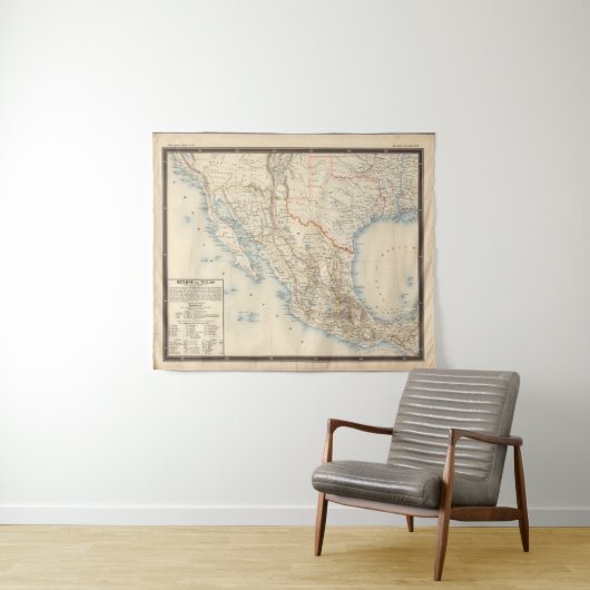 Tenture Carte du Mexique et du Texas (En situation (horizontale))