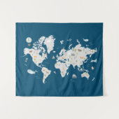 Tenture Carte du monde animal mignon (Devant (Horizontal))