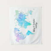Tenture Carte du monde aquarelle pour mariage, plan de bie (Devant)