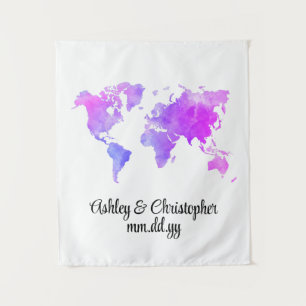 Tenture Carte du monde personnalisé Mariage Photo Booth We