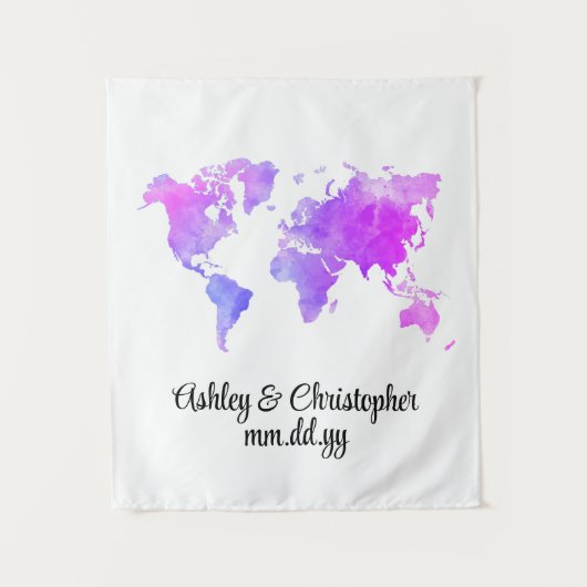 Tenture Carte du monde personnalisé Mariage Photo Booth We (Devant)