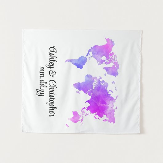 Tenture Carte du monde personnalisé Mariage Photo Booth We (Devant (Horizontal))