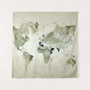Tenture Carte du monde vert clair 123