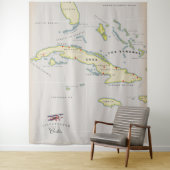 Tenture Carte illustrée de Cuba (En situation)