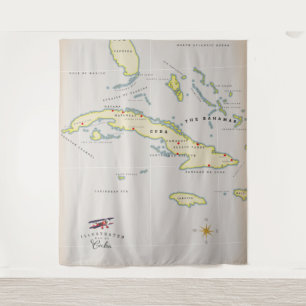 Tenture Carte illustrée de Cuba