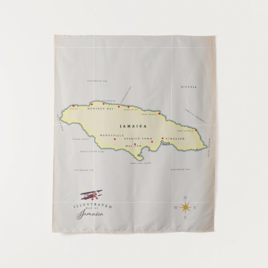 Tenture Carte illustrée de la Jamaïque. (Devant)