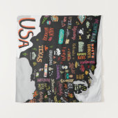 Tenture Carte illustrée des États-Unis. Poster avec états  (Devant (Horizontal))