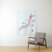 Tenture Carte illustrée du Japon (En situation)