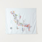 Tenture Carte illustrée du Japon (Devant (Horizontal))