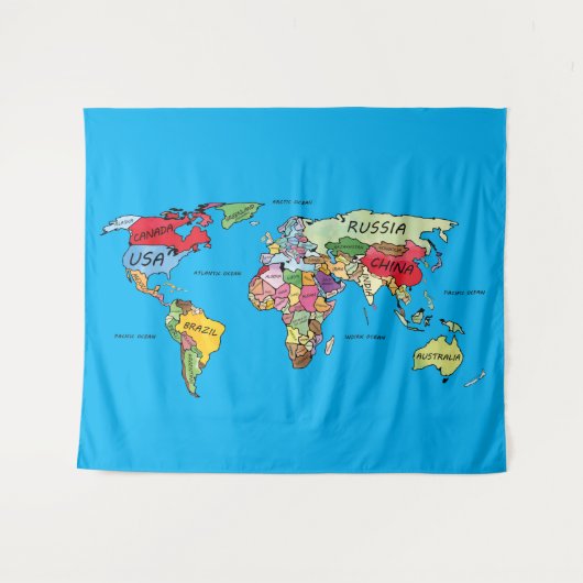 Tenture Carte mondiale (Devant (Horizontal))