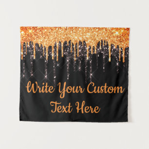 Tenture Carte photo de la fête d'Halloween Arrière-plan or