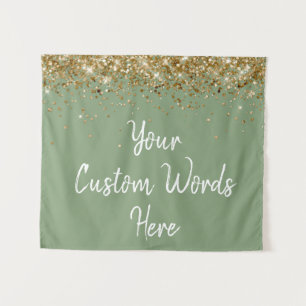Tenture Carte Sage Green Gold Anniversaire de fête Photo B
