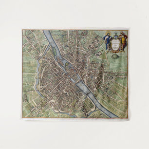 Tenture Carte vintage 1657 Paris City