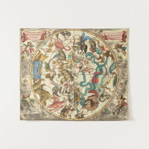 Tenture Carte vintage du ciel de l'hémisphère sud de 1660