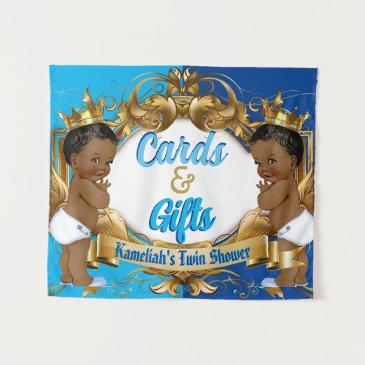 Tenture Cartes & Cadeaux Bleu | Bain de bébé jumeaux Royal (Devant (Horizontal))