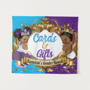 Tenture Cartes et cadeaux violets et bleus royaux pour la