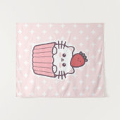 Tenture Carton de Cupcake aux fraises Cute Kawaii (Devant (Horizontal))