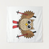 Tenture Cartoon de ski de Chouette (Devant (Horizontal))