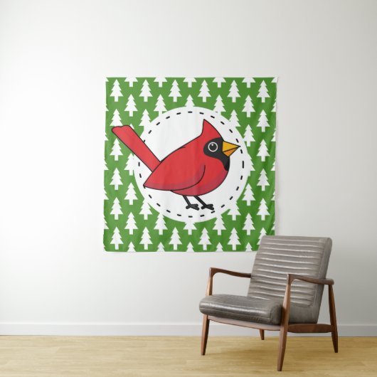 Tenture Cartoon Red Cardinal (En situation)
