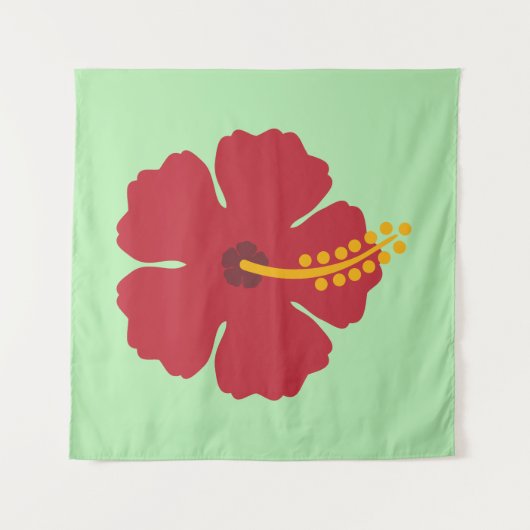 Tenture Cartoon rouge Hibiscus simple (Devant (Horizontal))