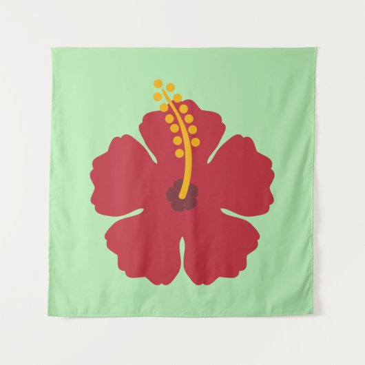 Tenture Cartoon rouge Hibiscus simple (Devant)