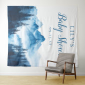 Tenture Cascade bleue Monts Baby shower fond (En situation (horizontale))