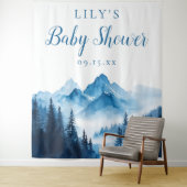 Tenture Cascade bleue Monts Baby shower fond (En situation)