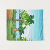Tenture Cascade et paysages de grottes (Devant (Horizontal))