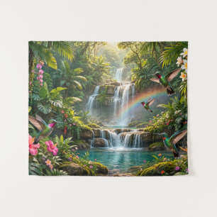 Tenture Cascades Arc-en-ciel Colibris Cachette Tropicale