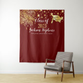 Tenture Casquette de remise des diplômes avec feux d'artif (En situation)