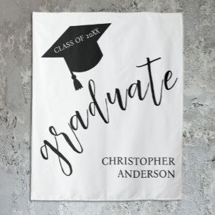 Tenture Casquette de remise des diplômes minimaliste noir