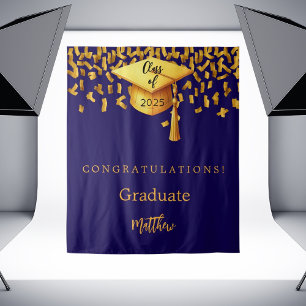 Tenture Casquette d'or bleu fête de graduation de tassel 2