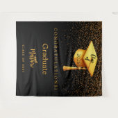 Tenture Casquette d'or noir goûsel fête de graduation 2025 (Devant (Horizontal))