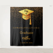 Tenture Casquette d'or noir goûsel fête de graduation 2025 (Devant)