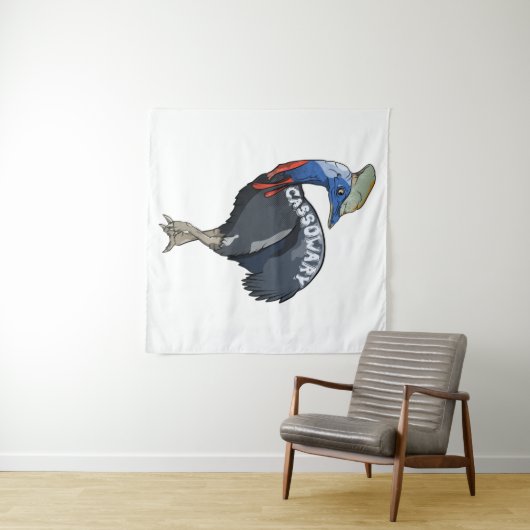 Tenture cassowaire coloré avec texte (En situation (horizontale))