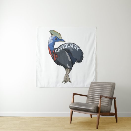 Tenture cassowaire coloré avec texte (En situation)