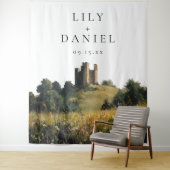 Tenture Castle Wildflowers Wedding Photo Backdrop (En situation)