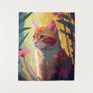 Tenture Cat Animal Portrait Peinture Faune Extérieur Art