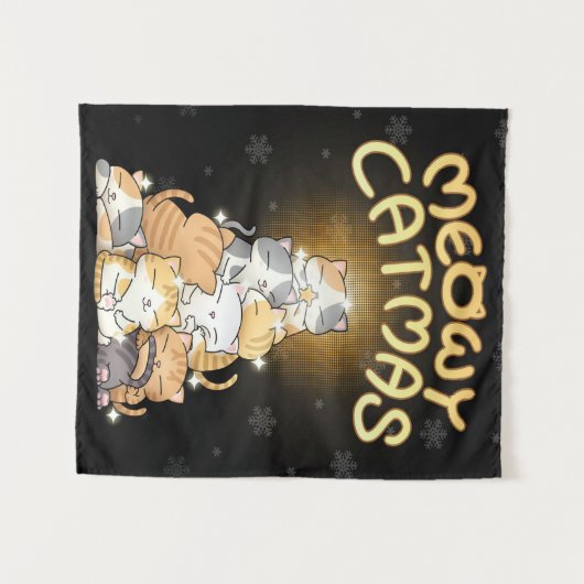 Tenture Cat de Noël (Devant (Horizontal))