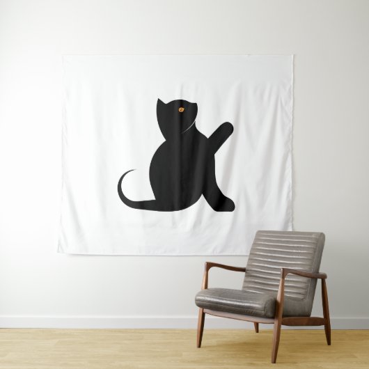 Tenture Cat dit bonjour (En situation (horizontale))