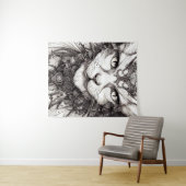 Tenture Cat Pet Wild Nature Illustration Line Art épique (En situation (horizontale))