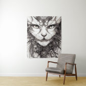 Tenture Cat Pet Wild Nature Illustration Line Art épique (En situation)