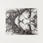Tenture Cat Pet Wild Nature Illustration Line Art épique (Devant (Horizontal))