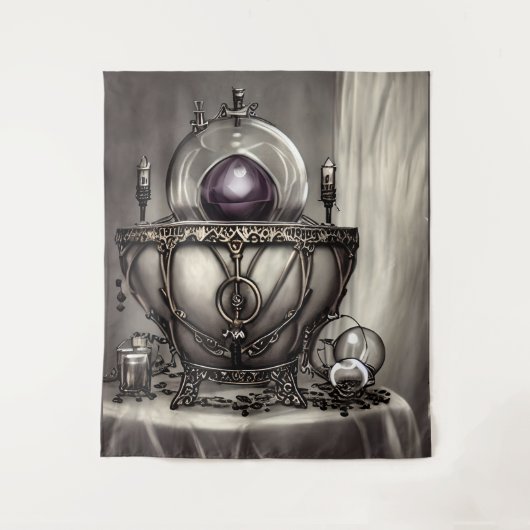 Tenture Cauldron argenté orné avec balle en cristal violet (Devant)