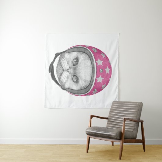 Tenture Cavalier de moto de chat persan (En situation (horizontale))